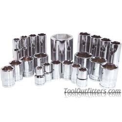 1/2" Drive, 7/16" SAE Socket, 6 Points, Deep 6Pt,Chrome 1/2"Dr,7/16