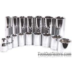 K Tool 22232 Chrome Socket, 3/8" Drive, 1", 6 Point, Deep