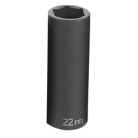 1/2" Drive, 22mm Size, Metric Socket, 6 Points, 22mm,1/2"D,Impact,6pt.,D