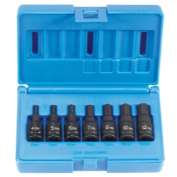 GRE1297MH .38in. Drive Metric Hex Driver Impact Socket Set - 7 Pieces