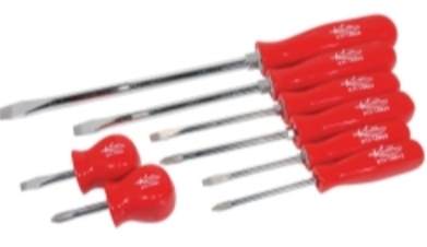 8 Piece Phillips and Slotted Screwdriver Set with Red Handles