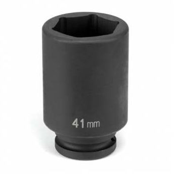 3/4" Drive, 27mm Size, Metric Socket, 6 Points, 27mm,3/4"D,Impact,Hex D,Blk