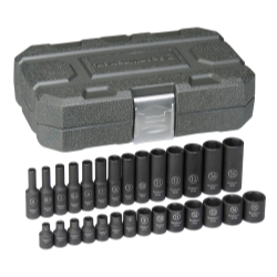 .25in. Drive 6 Point Metric Standard and Deep Impact Socket Set Metric - 28 Pieces