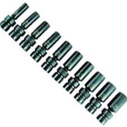 K Tool 37400 Impact Socket Set, 3/8" Drive, 10 Piece, 10mm to 15mm, 6 Point, Flex, Deep