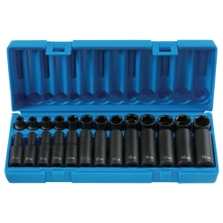 GRE1226M .38in. Drive 6 Point Standard and Deep Metric Impact Socket Set - 26 Pieces