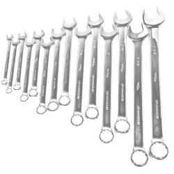 High Polish SAE Combination Wrench Set - 14 Pieces