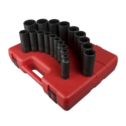 50in. Drive 12 Point SAE Deep Impact Socket Set - 19 Pieces