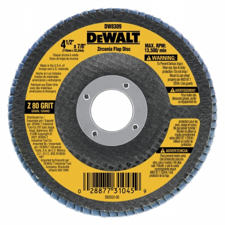 Picture of Dewalt Accessories 60 Grit Metal Working Abrasives Zirconia Flap Discs  DW8308