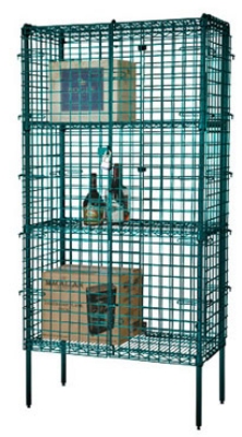 Picture of FocusFoodService FSEC244863GN 24 in. W x 48 in. L x 63 in. H Epoxy Security Cage - Green
