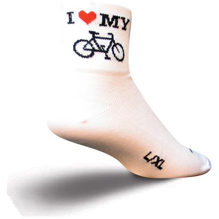 273180 Small-Medium I Heart My Bike Socks - White