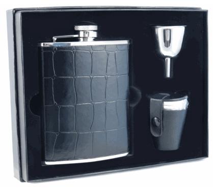 Picture of Visol VSET27-1152 Beau Monde Crocodile Leather 6oz Flask Gift Set
