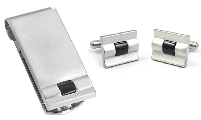 Picture of Visol VSET72 Kuro Stainless Steel Money Clip and Cufflinks Gift Set