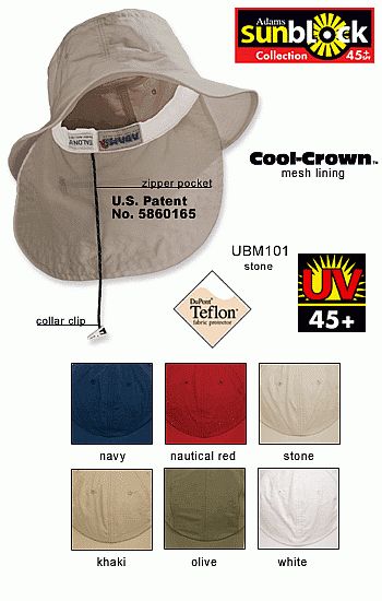 Picture of Adams Headwear 00820599170294 EXTREME VACATIONER W-NECK CAPE UBM101 KHAKI EXTRA LARGE