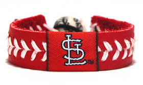 Picture of St. Louis Cardinals Baseball Bracelet - Red Band  White Stiches &quot;StL&quot; Logo&quot;