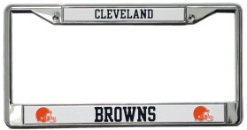 Picture of Cleveland Browns License Plate Frame Chrome Black Lettering