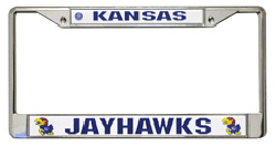 Picture of Kansas Jayhawks License Plate Frame Chrome w/Color Logo