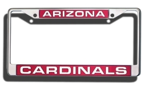 Picture of Arizona Cardinals License Plate Frame Laser Cut Chrome