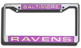 Picture of Baltimore Ravens License Plate Frame Laser Cut Chrome