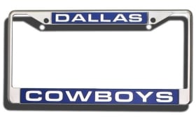 Picture of Dallas Cowboys License Plate Frame Laser Cut Chrome