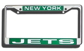 Picture of New York Jets License Plate Frame Laser Cut Chrome