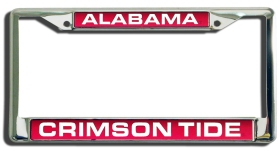 Picture of Alabama Crimson Tide License Plate Frame Laser Cut Chrome