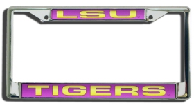 Picture of LSU Tigers License Plate Frame Laser Cut Chrome