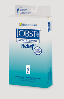 114202 Relief 20-30 mmHg Open Toe Thigh Highs with Silicone Top Band - Size- Beige Large -  Jobst