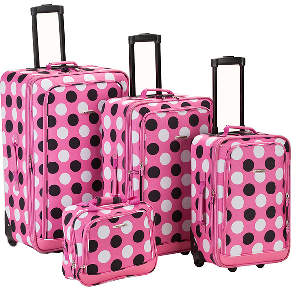 Picture of Rockland F106-PINK DOT 4Pc Pinkdot Luggage Set Rockland