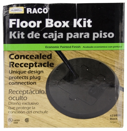 Black Concealed Receptacle Floor Box Kit