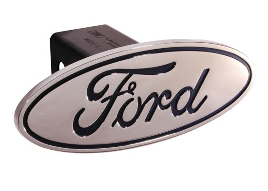 Picture of DefenderWorx 60000 Ford - Blue - Classic Design - Oval - 2 Inch Billet Hitch Cover