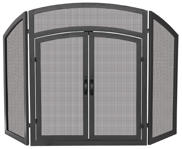 3 Fold Black Wrought Iron Arch Top w - Doors