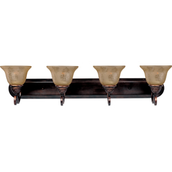 Symphony 4-Light Bath Vanity with Screen Amber Glass - Oil Rubbed Bronze