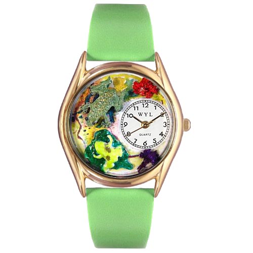 Picture of Whimsical Watches C-0140003 Womens Frogs Green Leather And Goldtone Watch