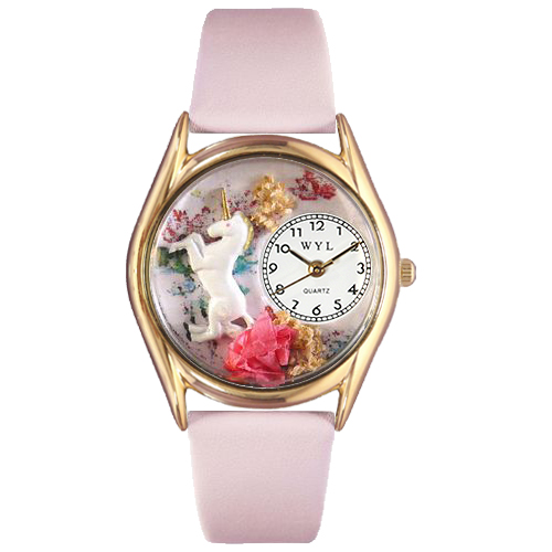 Picture of Whimsical Watches C-0420001 Womens Unicorn Pink Leather And Goldtone Watch