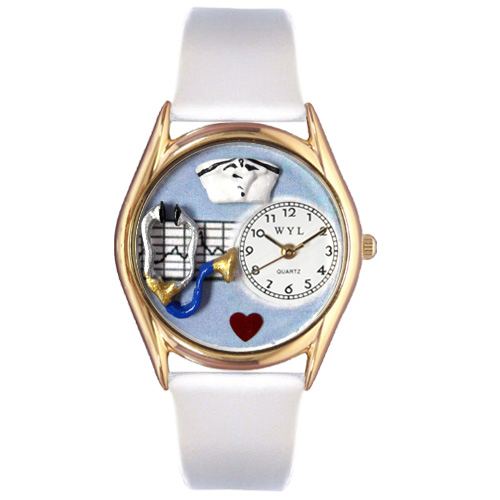 Picture of Whimsical Watches C-0610002 Womens Nurse White Leather And Goldtone Watch