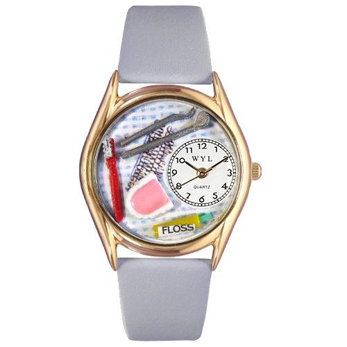 Picture of Whimsical Watches C-0610004 Womens Dentist Baby Blue Leather And Goldtone Watch
