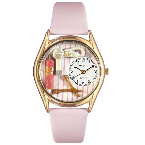 Picture of Whimsical Watches C-0630007 Womens Beautician Female Pink Leather And Goldtone Watch
