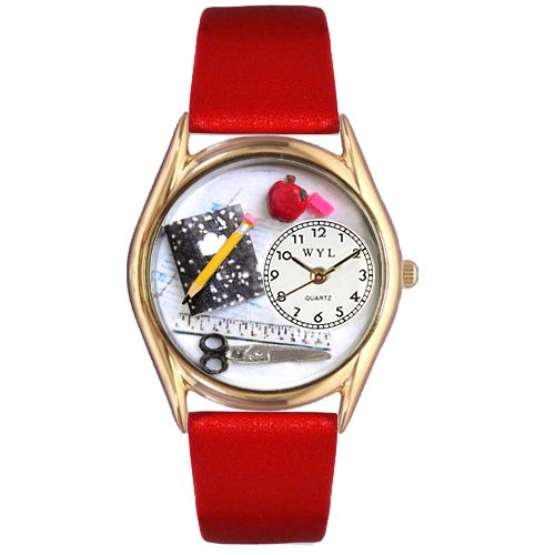 Picture of Whimsical Watches C-0640002 Womens Teacher Red Leather And Goldtone Watch