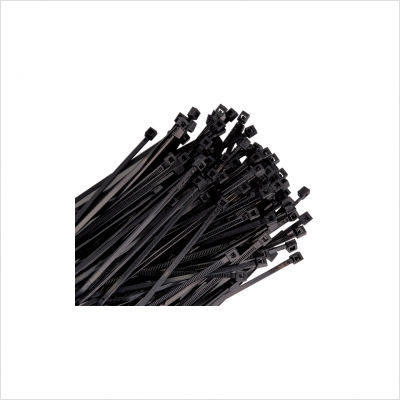 Cable Tie, 4 in L, Black, Nylon, 18 lb Strength