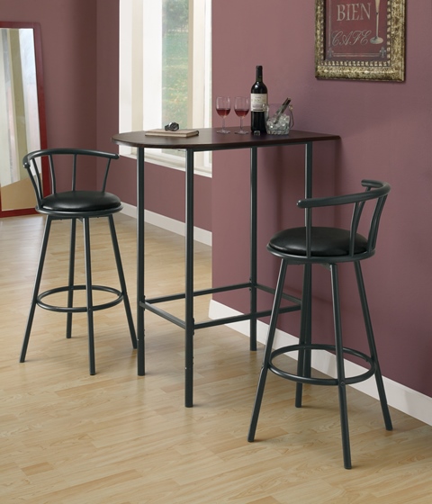 Picture of Monarch Specialties I 2345 24 in. x 36 in. Spacesaver Bar Table - Cappuccino-Black Metal