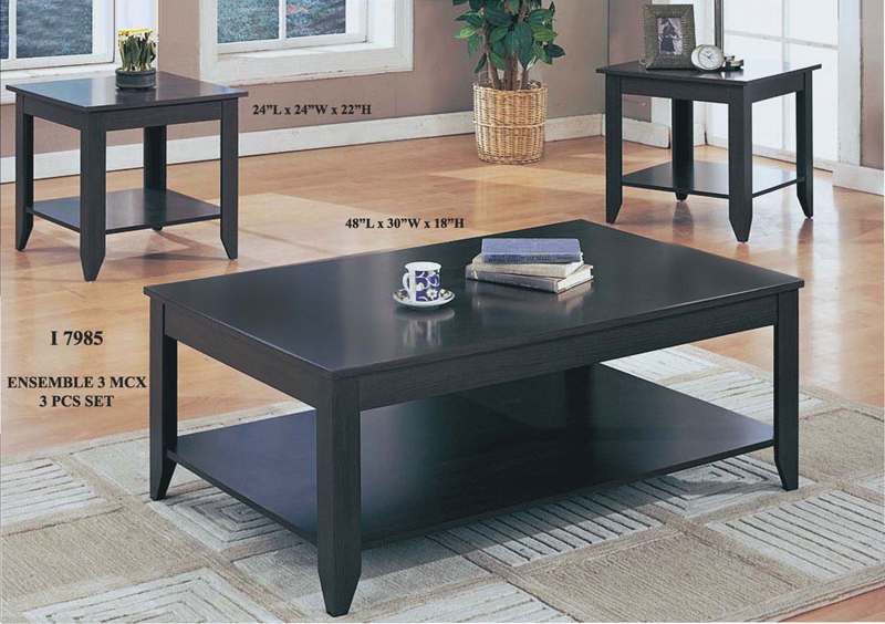 Monarch Specialties I 7985 Promotional Table Set 3Pcs - Cappuccino