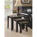Monarch Specialties I 7982N Nesting Table Set 3Pcs - Cappuccino-Marble Top Monarch Specialties I 7982N Nesting Table Set 3Pcs - Cappuccino-Marble Top