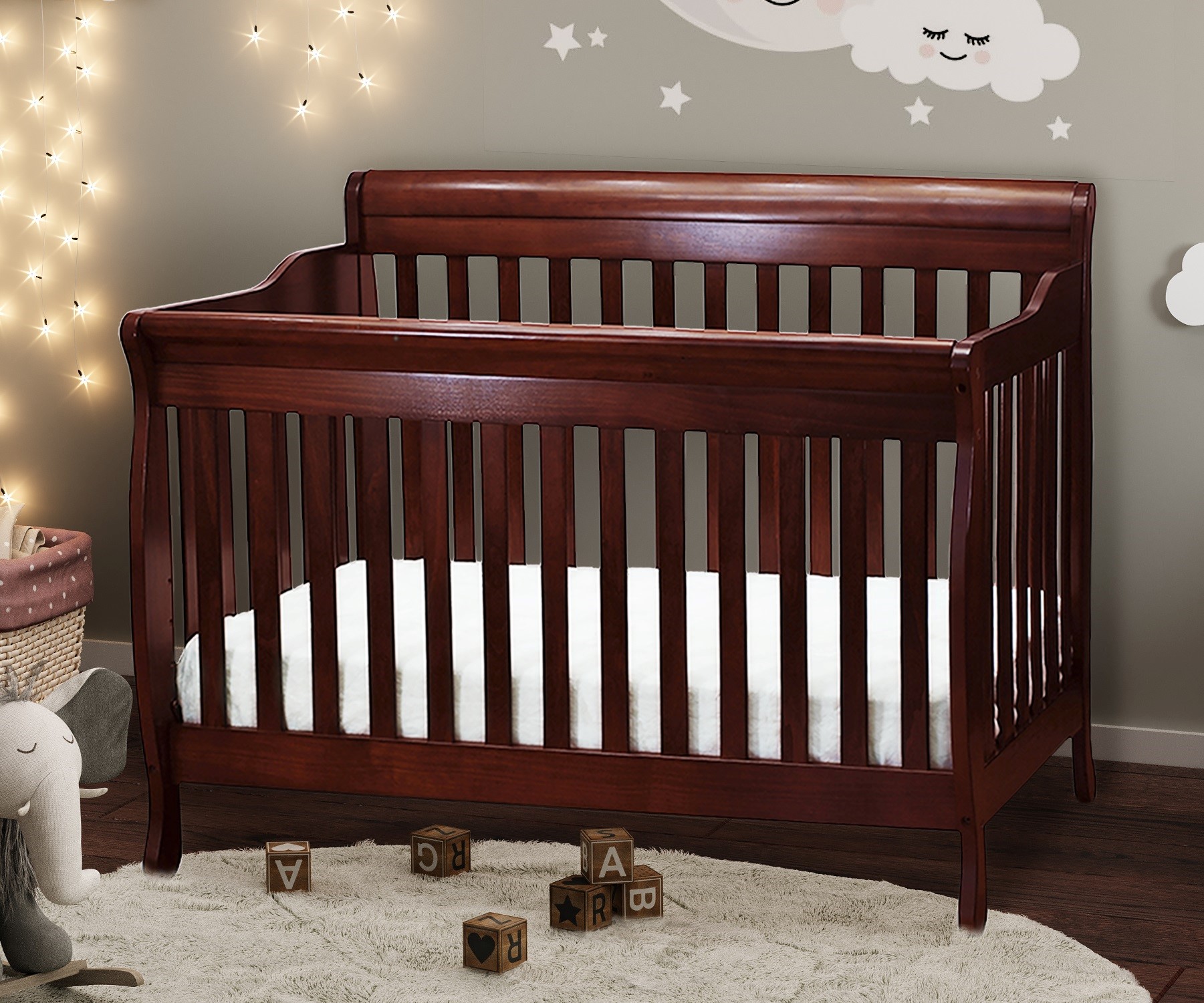 Picture of AFG Athena Alice 3 in 1 Convertible Crib with Toddler Rail - Cherry - 4689C