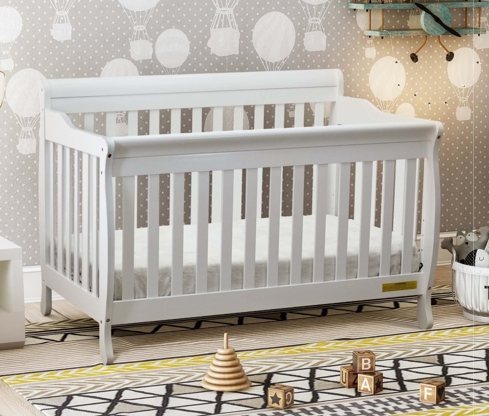 AFG 4689W Alice 4 in 1 Convertible Crib with Toddler Rail - White -  AFG International Products