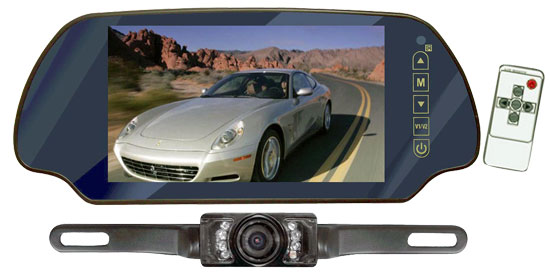 Picture of Pyle PLCM7200 7 in. TFT Mirror Monitor with License Plate Mount Rear View Night Vision Camera