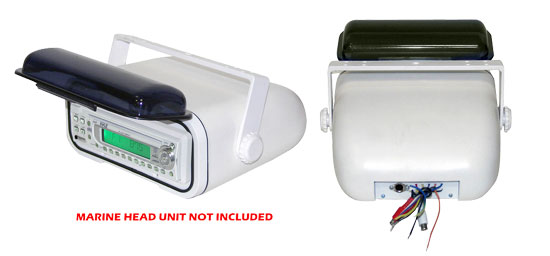 Universal Marine Stereo Housing with Full Chassis Wired Casing - White