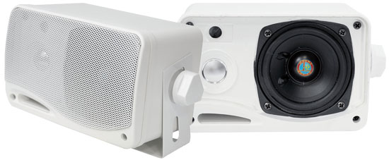 3.5 in. 200 Watt 3-Way Weather Proof Mini Box Speaker System - White