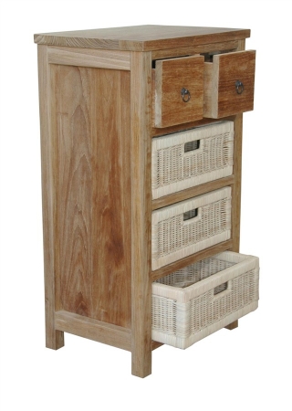 Picture of Andersonteak TB-2130C Safari Occasional Table with Drawer & Rattan Baskets
