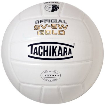 Picture of Tachikara SV5W-GOLD.NFHS Gold Competition Premium Leather Volleyball - White