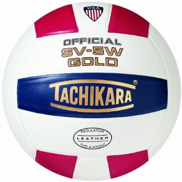 Picture of Tachikara SV5W-GOLD.SWN Gold Competition Premium Leather Volleyball - Scarlet-White-Navy